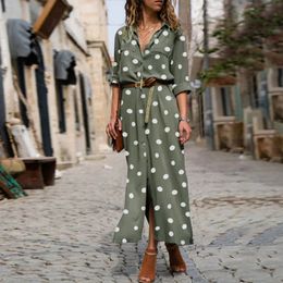 Robes Party Bridesmaid Slit Flowy Shirt Long Robe à pois