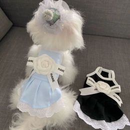 Robes blanches chamellia fleur robe vêtements de chien kawaii slipe en dentelle jupe petit chiens vêtements chat coréen fashion été mignon