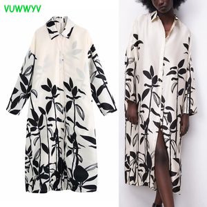 Robes blanc imprimé surdimensionné chemise Maxi femmes à manches longues boutonné femme africaine Vintage été Vestidos 210430