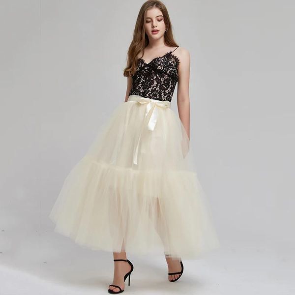 Robes en gros 4 couches 90 cm jupe de mode pour femmes jupe en Tulle jupe Tutu en maille jupes de fête de mariée