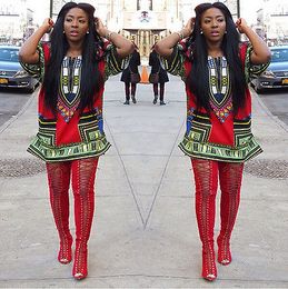 Robes Wholesale2015 Fashion Femmes traditionnelles African Imprime Dashiki robe de fête à manches courtes