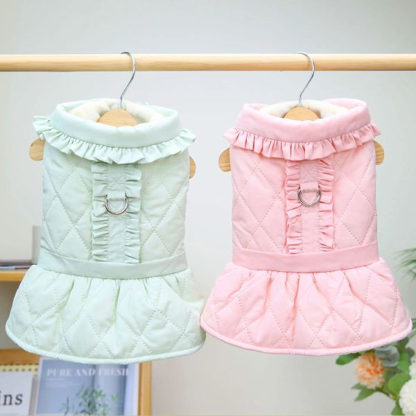 Robes d'hiver robe de chien de fête de mariage vêtements pour chiens jupe rose Chihuahua poméranien caniche maltais Bichon vêtements pour animaux de compagnie chien gilet manteau