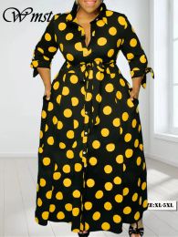 Jurken Wmstar Plus -size jurken voor vrouwen DOT Gedrukt met zakken Slijgingen Fashion Party Maxi Dress Hot Sale Groothandel dropshipping