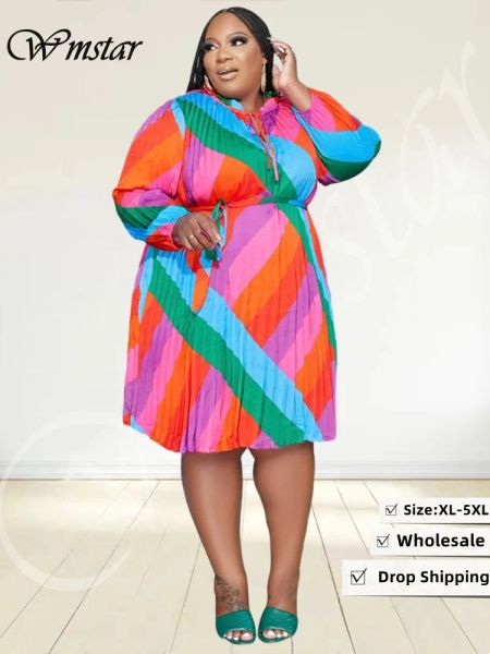 Robes Wmstar grande taille robes pour femmes à manches longues imprimé lâche pansement Afrique Maxi robe nouveaux vêtements d'automne en gros livraison directe