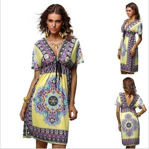 Jurken Dameskleding Plus Size Strand Jurk Zomer Casual Bohemia Jurken V-hals Sexy Melk Zijde Jurk Nachthemd Nachtkleding Robe Vestidos 5820