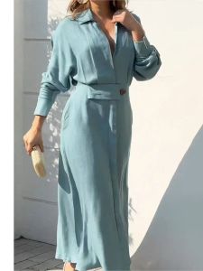 Robes femmes robe 2023 Nouvelle mode élégante manches longues loisir temps couleur V cou cou sexy dames shirts robes mschuh