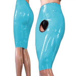 Jurken dames lederen slanke potlood rokken vintage sexy nieuwheid exotische club latex rok voor gat ontwerp in stevige kleur met achter zip 7xl