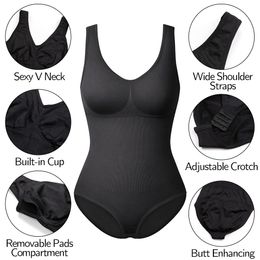 Robes Femmes Shapewear Body Taille Formateur Gilet Corps Complet Shaper Ventre Contrôle Body Sous-Vêtements Amincissants Sexy Col en V Débardeurs