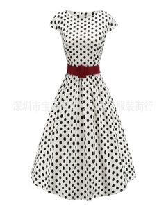Robes Femmes039s Jupe patchwork décontractée Hepburn 50s Dress03001957