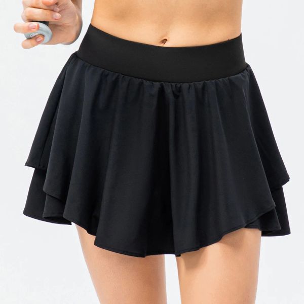 Robes Short de Course pour Femmes 2 en 1 Jupe de Tennis plissée Short Poche cachée entraînement Badminton Skort Femme Fitness Volley-Ball Court