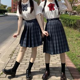 Jurken Damesrok Jk Sailor Uniform Mini Nieuwe mode Koreaanse geruite hoge taille Haruku Student Plus Size Pastel Kilt Vrouwelijke schoolmeisje