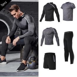 Robes Ydical Mens Gym Workout Set Tracksuit 5pcs Mens Fiess Running Shorts Collons de compression Sports Reflective Sports Suit