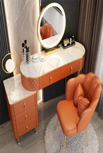 Table de coiffure chambre à coucher maquillage armoire de rangement de rangement de meubles pour la maison pour chambre vantiy avec tabouret de table miroir concepteur LU1957589