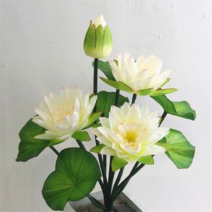 Gedroogde Bloemen 10 Hoofd Lotus Kunstbloem met Groene Kikker Zijde Waterlelie Stengels voor Bruiloft Huis Tuin Decoratie 230711