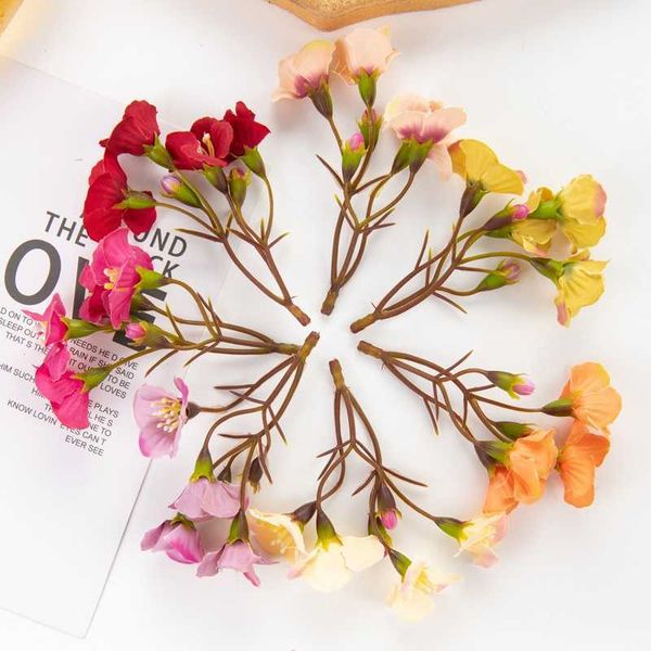 Fleurs séchées 100 pièces couture artificielle bricolage boîte à bonbons décoration de noël pour la maison bouquet de mariage mariée soie hortensia en gros