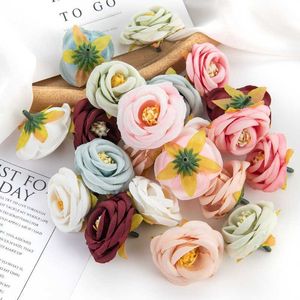 Fleurs séchées artificielles, 100 pièces, vente en gros, Scrapbook, bricolage, décoration de maison, de noël, fête de mariage, jardin, fausses Roses de thé en soie