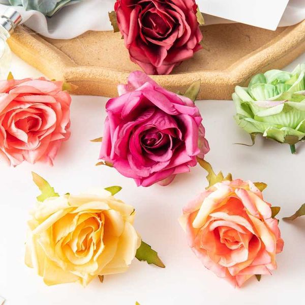 Fleurs séchées 100 pièces, vente en gros de roses de jardin artificielles en soie pour la maison, décoration de gâteau d'anniversaire de mariage, fausses plantes DIY