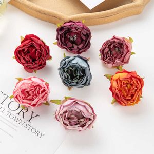 Fleurs séchées 100 pièces Rose soie artificielle décoration de mariage maison couronne de bricolage peinture à l'huile Rose Vintage accessoires de mariée