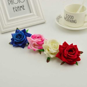 Flores secas 100 Uds. Cabeza de rosas de seda Diy costura coronas sombrero rojo rosa blanco azul Artificial barato para decoración de boda en casa