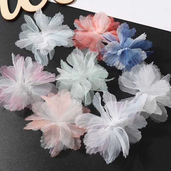 Flores secas, 10 unidades, cabeza Artificial de Organza, accesorios para el cabello para hacer ropa DIY, decoración para el hogar, boda, tocado de novia, decoración de pasteles