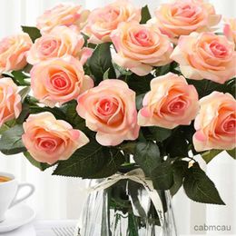 Fleurs séchées 10pcs Wanjun Artificiel Rose Fake Rose Bouquet Mariage Home Decoration Plastic Fleur Fleurs séchées Fleurs de mariage Ornement décoratif