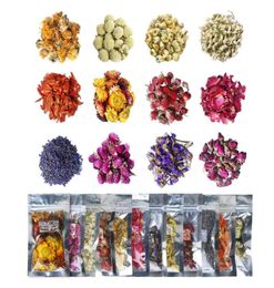 Fleurs séchées Paquet de 12 Kit de fleurs séchées naturelles pour la fabrication de bijoux en résine, de savon, de bombes de bain et de bougies comprenant un bouton de rose lavande2287267