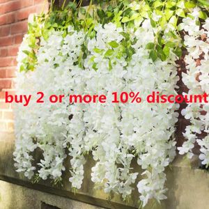 Dried Flowers 12PCs Wisteria Artificial Hanging Garland Vine Rattan Fake Flower String Silk for Home Garden Wedding Decoration 230725