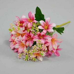Flores secas 18 cabezas pieza de seda flor artificial lirio estilo europeo multicolor falso ramo de novia boda decoración de fiesta familiar