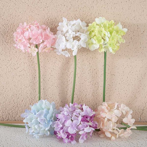 Fleurs séchées 1pc tête de fleur d'hortensia artificielle pour la décoration de fête d'anniversaire de mariage bricolage guirlande mur photographie fond