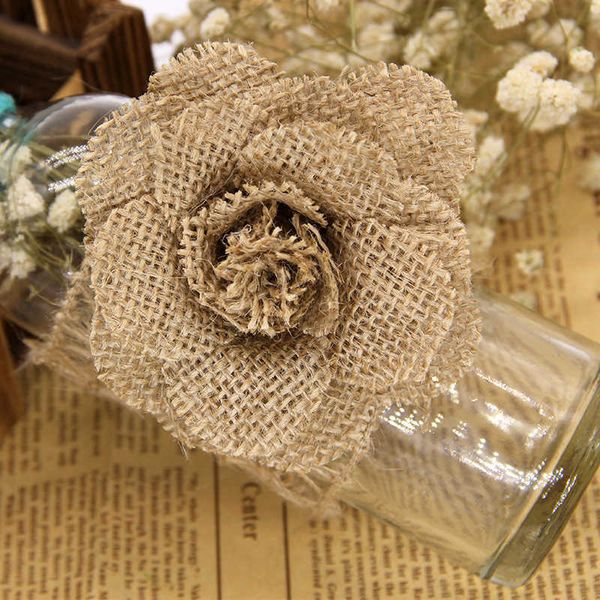 Fleurs séchées en toile de Jute hessienne, 2/3/5 pièces, 9cm, faites à la main, Rose, décoration rustique Vintage pour mariage, décorations de noël pour la maison