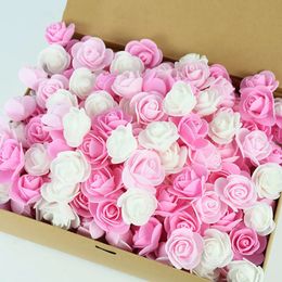 Gedroogde bloemen 200 stuks teddybeer rozen 3 cm PE-schuim rozenkop kunstbloem huis decoratieve krans bruiloft Valentijnsdag DIY cadeau 231013