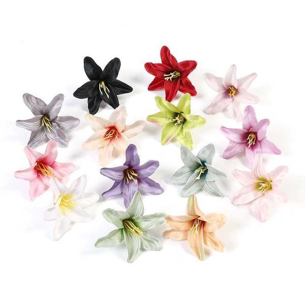 Fleurs séchées 20 pièces Lily soie artificielle belle fausse fleur pour la décoration de la maison décoration de mariage bricolage artisanat accessoires de coiffure