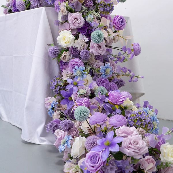 Fleurs séchées 225 cm pissenlit pivoine rose fleurs de mariage artificielles rangée pièce maîtresse chemin de table faux événement floral fête toile de fond arc décor 231207