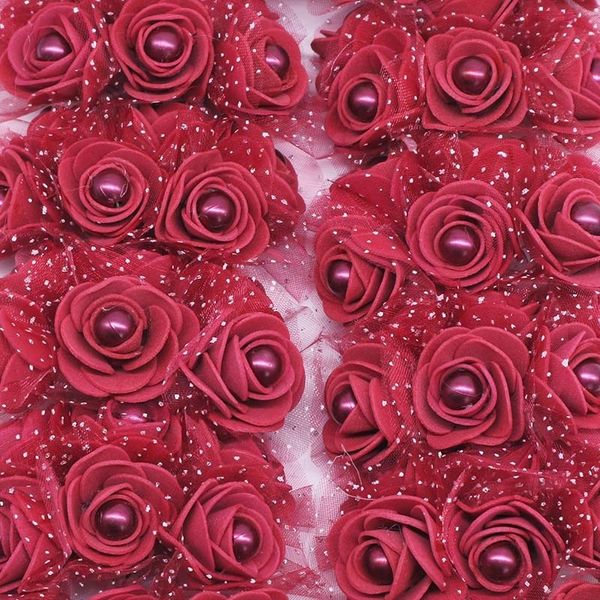 Fleurs séchées 2472Pcs 3cm Mousse Rose avec Immitation Perle Perle Artificielle pour la Décoration de Mariage DIY Mariée Guirlande Maison Faux Fleur 230613