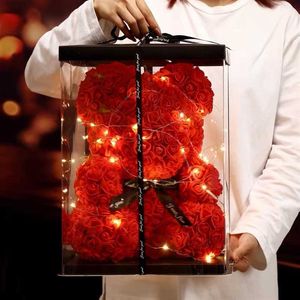 Fiori secchi 25 / 40CM Teddy Rose Bear Artificiale per le donne San Valentino Matrimonio Compleanno Confezione regalo di Natale Decorazioni per la casa Y2212