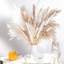 Fleurs séchées 30 60 62 76 80 85 100pcs Boho Pampas Herbe Bouquet Décor À La Maison Floral Arrangements De Mariage Naturel Reed Bunny Tails 230717