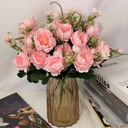 Gedroogde bloemen 32 cm kunstpioen huis tuin slaapkamer bruiloft decoratie handgemaakte goedkope nep Valentijnsdag geschenken