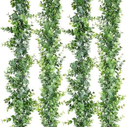 Gedroogde Bloemen 3Packs 6ft Kunstmatige Eucalyptus Guirlande Muur Opknoping Nep Plant Wijnstokken voor Bruiloft Huis Kamer Tuin Decoratie Plastic rotan 230701