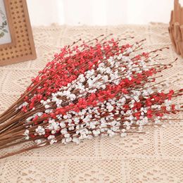 Fleurs séchées artificielles 77cm de Long, 3 pièces, plante de jasmin d'hiver, papier plastique, tissu en coton, fausse fleur de mariage, décoration de jardin