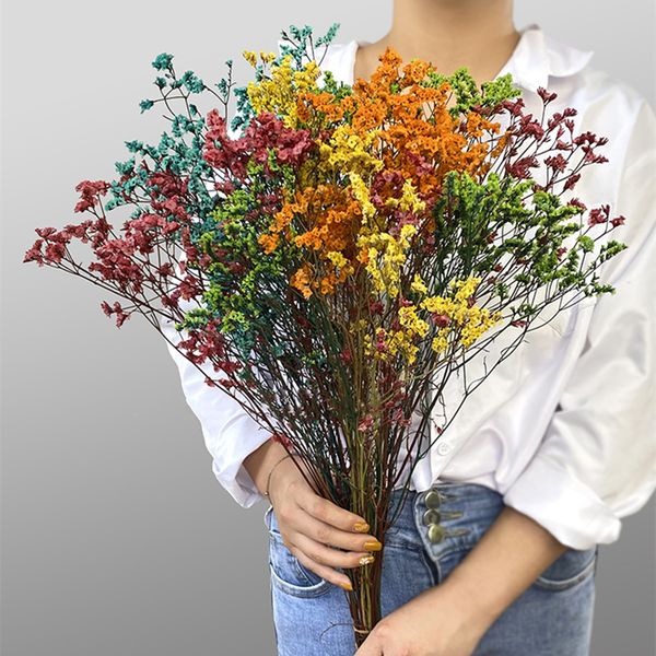 Flores secas 40 45 cm Hierba de cristal natural Vida eterna Arreglo de flores para el amante real para la decoración de la boda del hogar 230707
