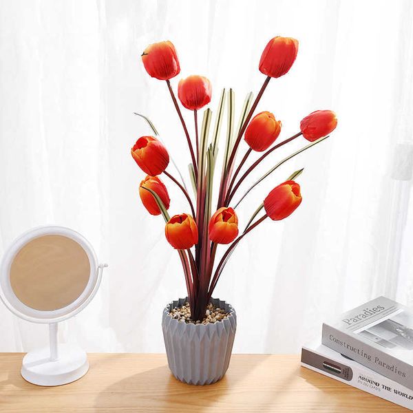 Fleurs séchées 56 cm fleur de tulipe artificielle avec de grandes fausses plantes en pot bonsaï feuille de soie maison mariage bureau salon table décor