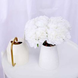 Gedroogde bloemen 5 -stks kunstmatige bloemen zijden peonies home decor boeket witte bruiloft mooie herfst scènes arrangement pioen