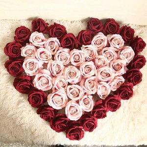 Fleurs séchées 5 pièces de haute qualité flanelle Roses tête décorations de noël pour la maison mariage nuptiale liquidation Festival fête artificielle