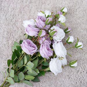 Fleurs séchées 67 cm fleur artificielle Rose en soie Rose grande tête et petite mariée accessoires Photo de mariage décoration d'hôtel à la maison bricolage faux