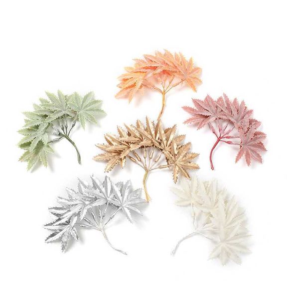 Bouquet de fleurs séchées en feuille d'érable, 6 pièces/lot, fausses soie pour décoration de salle de maison, décoration de mariage, accessoires artisanaux DIY