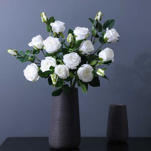 Fleurs séchées 81 cm Simulation de haute qualité Rose hydratante Maison Salon Table à manger Décoration de mariage Longue perche Fausse fleur artificielle