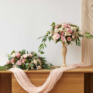 Fleurs séchées Pivoine d'automne artificielle pour la maison Plantes en pot d'eau Décoration extérieure DIY Rose en soie Cadeaux de Saint Valentin Mariage