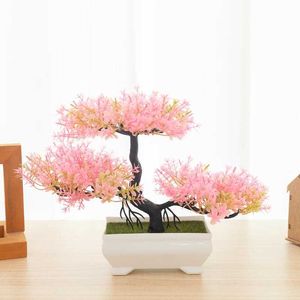Fleurs séchées plantes de fleurs artificielles bononsaï petit arbre en plastique plante plante en pot de la maison de mariage jardin de faux arrangement ornements