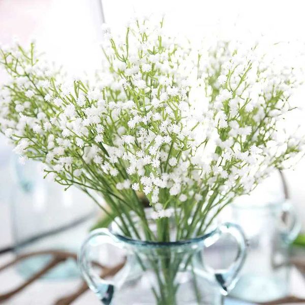 Fleurs séchées Gypsophile artificiel Mini Heads Hydrangea White Flower Wedding Supplies Home Baby Shower Decor Fake Flower Arrangement Flower