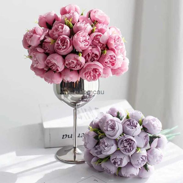 Flores secas Peony Peony Silk Flores 27 Caderas Brotal Bouquet Boda Decoración de Navidad Flor Home Party Table Flor falsa